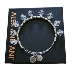 Alex and Ani Clear Glass Beaded Adjustable Bangle Bracelet
